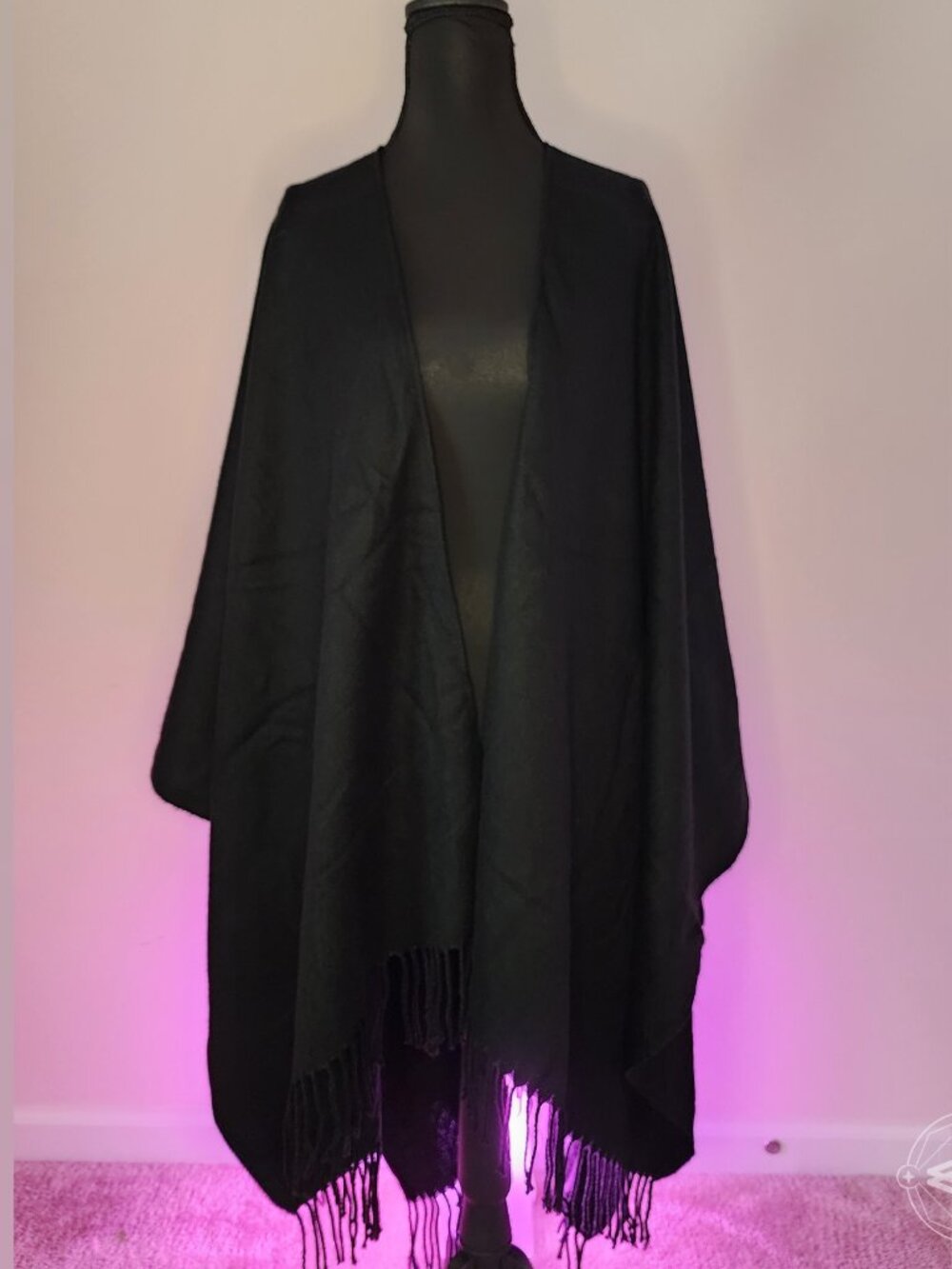 Like New! Black shawl with fringes.